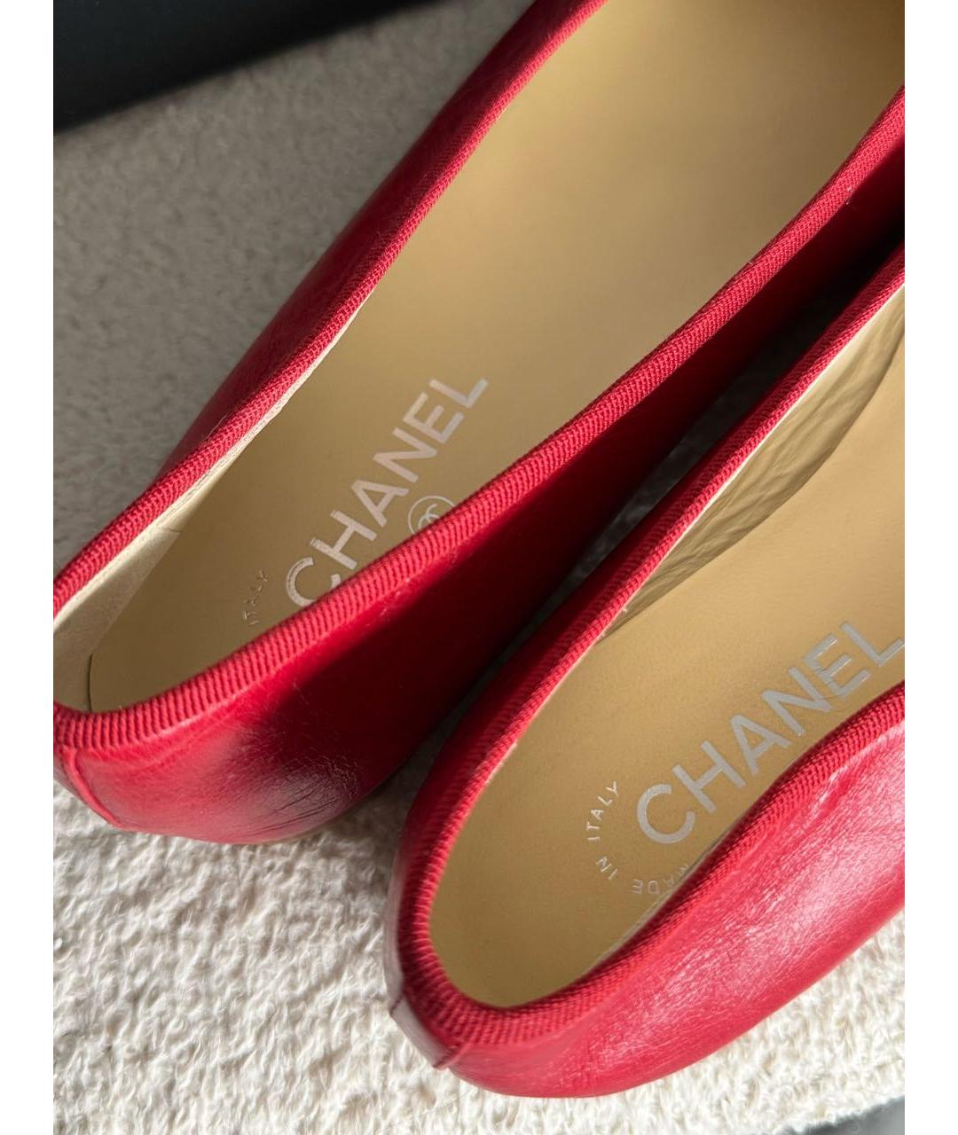 CHANEL Красные кожаные балетки, фото 7