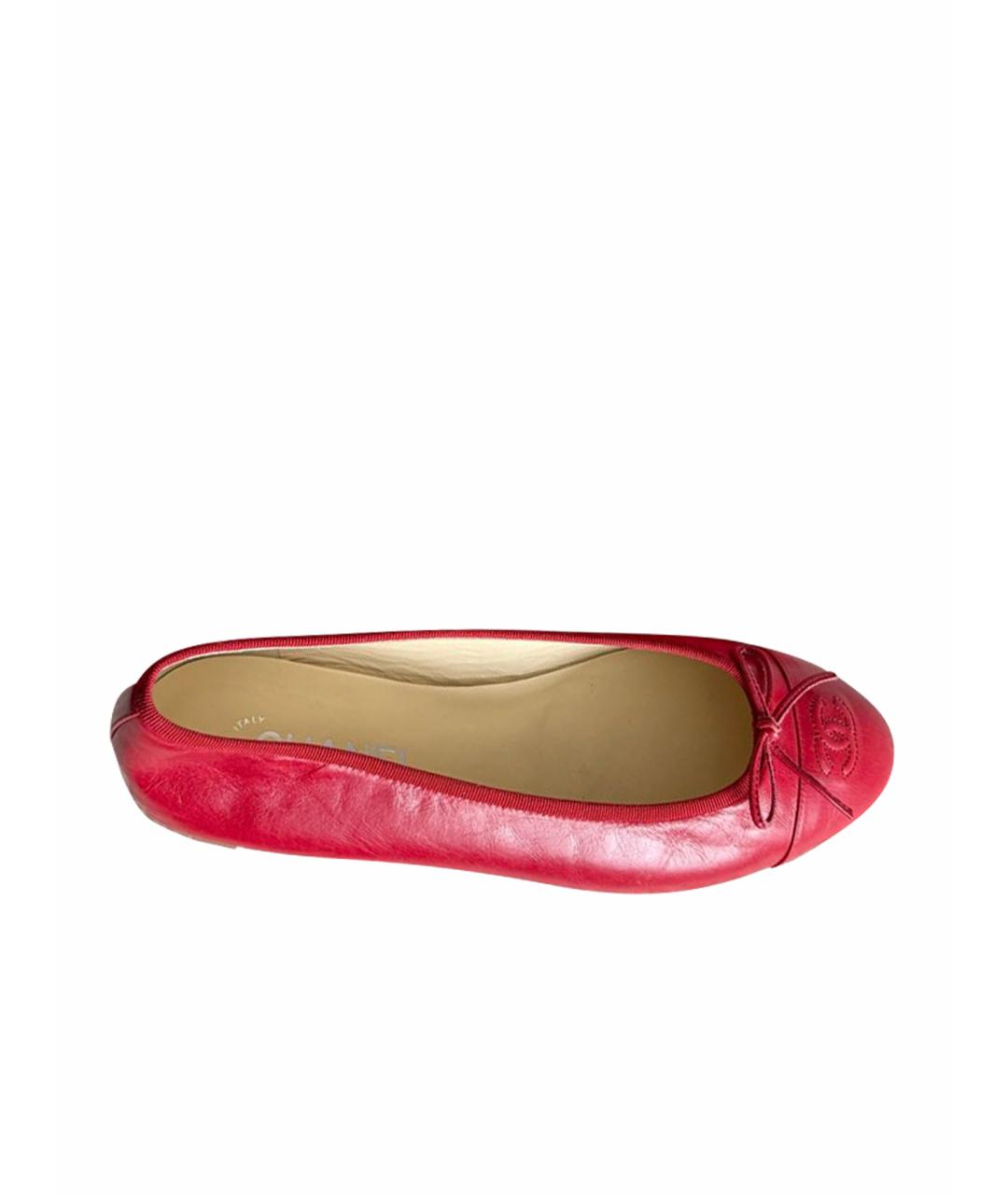 CHANEL Красные кожаные балетки, фото 1