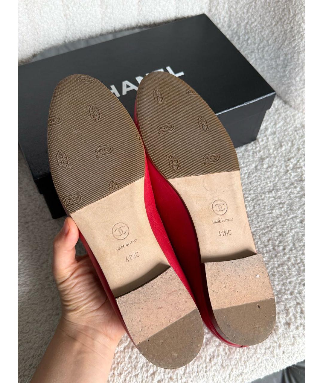 CHANEL Красные кожаные балетки, фото 5
