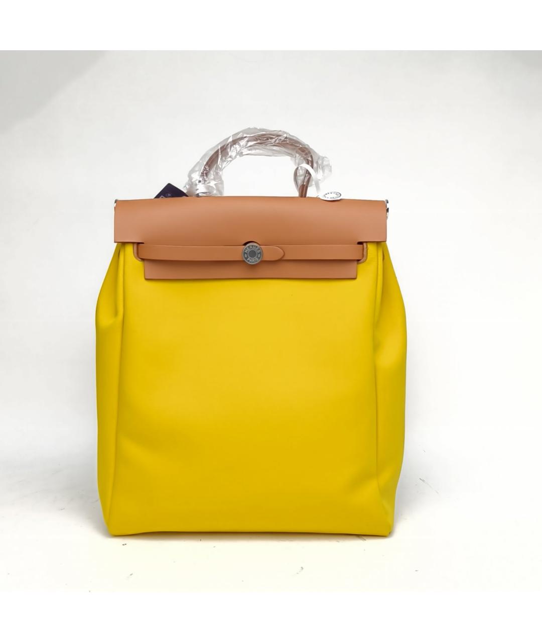 HERMES Желтая тканевая сумка через плечо, фото 2