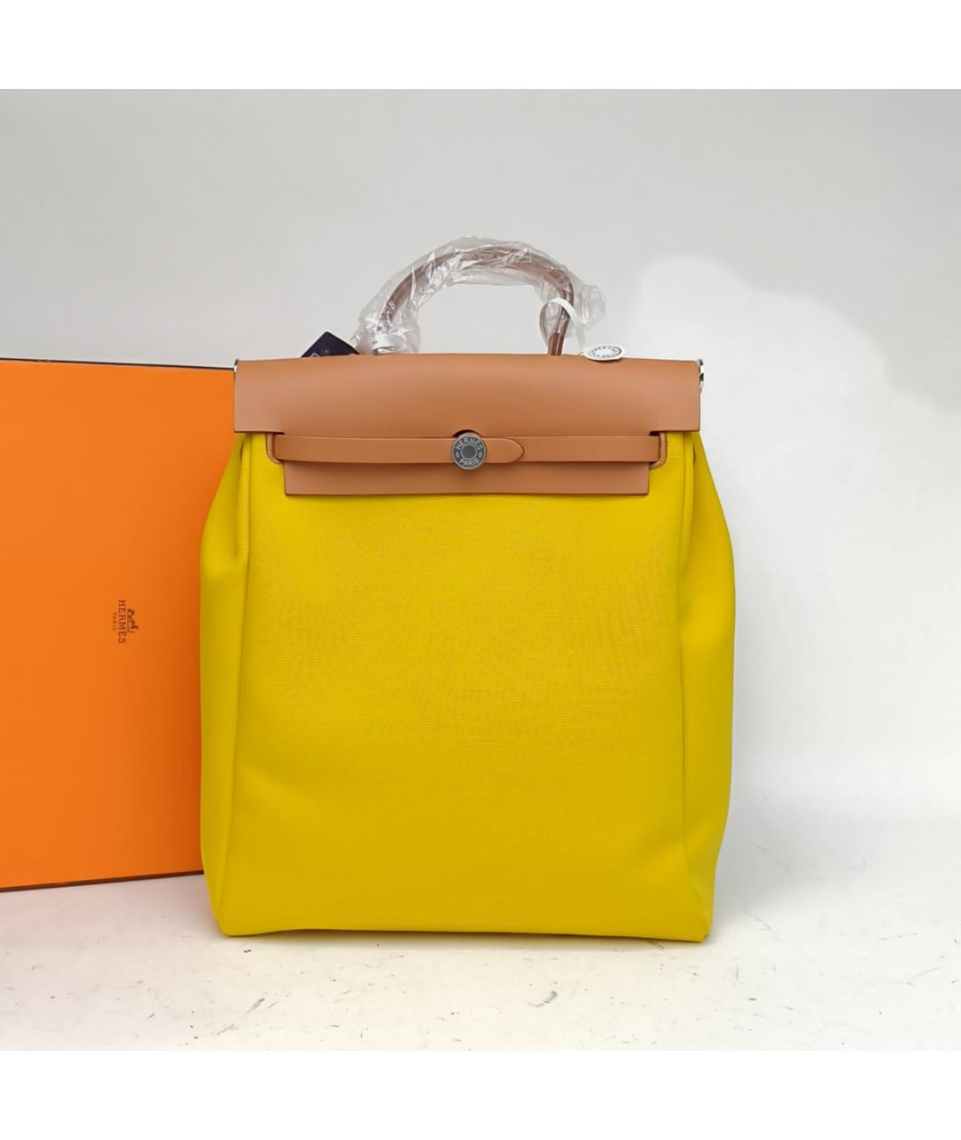 HERMES Желтая тканевая сумка через плечо, фото 9