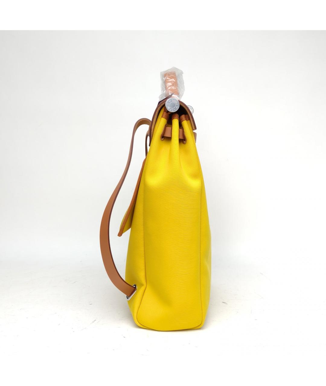 HERMES Желтая тканевая сумка через плечо, фото 5
