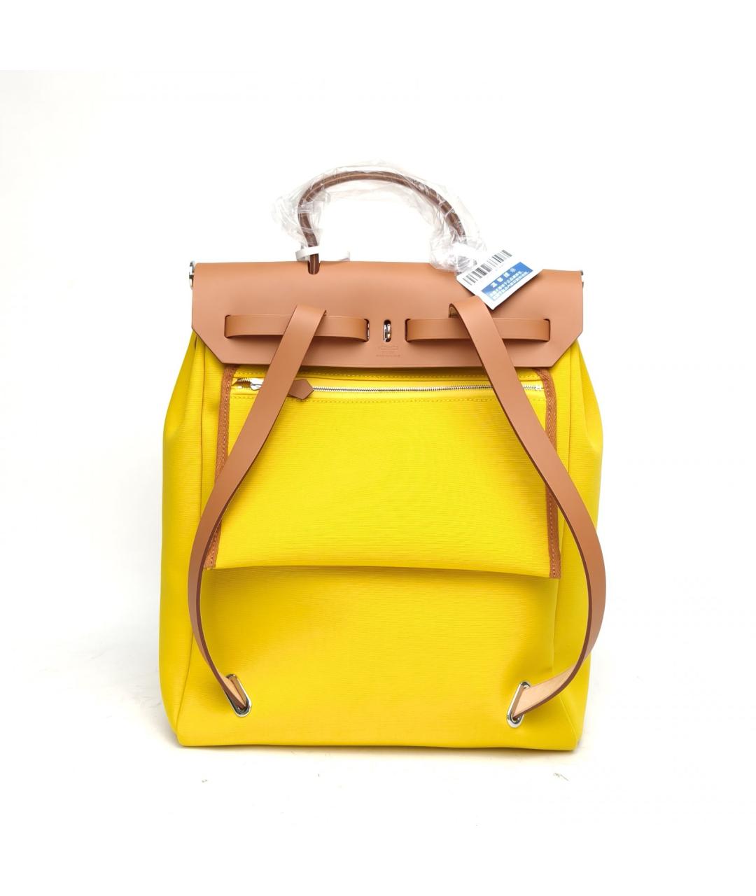 HERMES Желтая тканевая сумка через плечо, фото 4