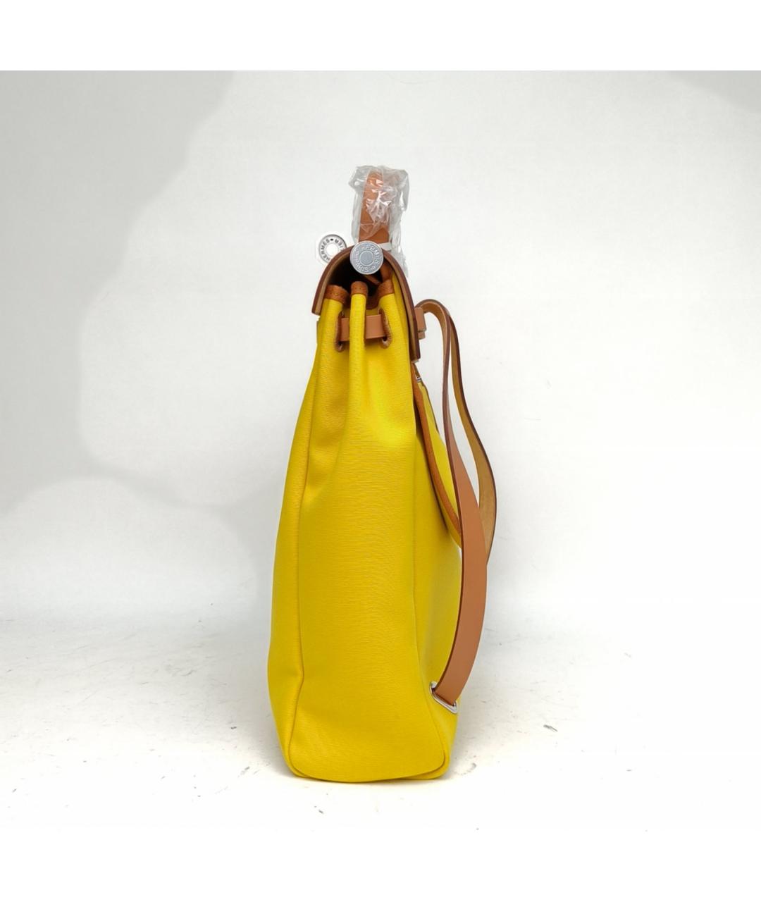 HERMES Желтая тканевая сумка через плечо, фото 3