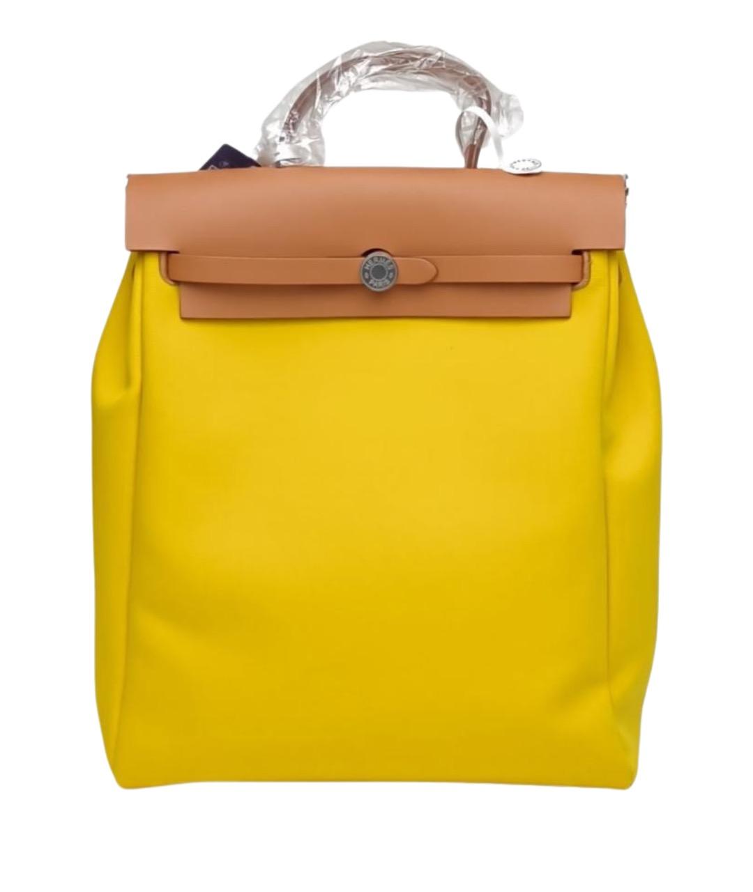 HERMES Желтая тканевая сумка через плечо, фото 1