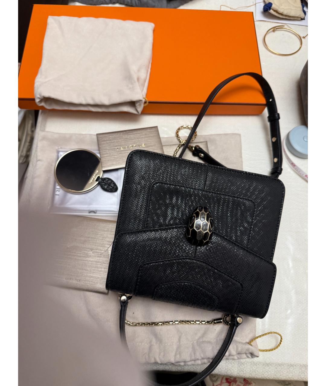 BVLGARI Черная кожаная сумка через плечо, фото 9