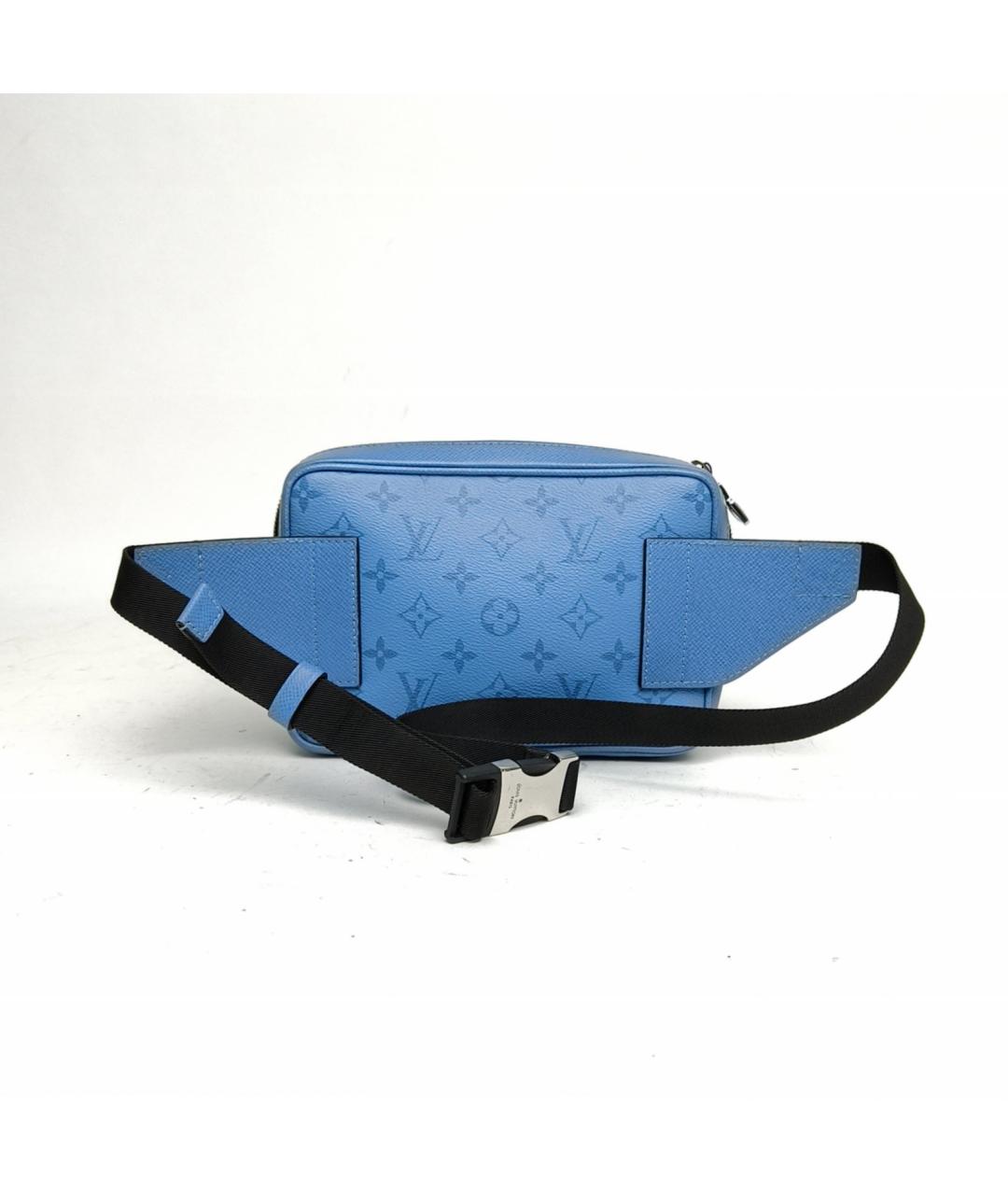 LOUIS VUITTON Голубая кожаная поясная сумка, фото 4