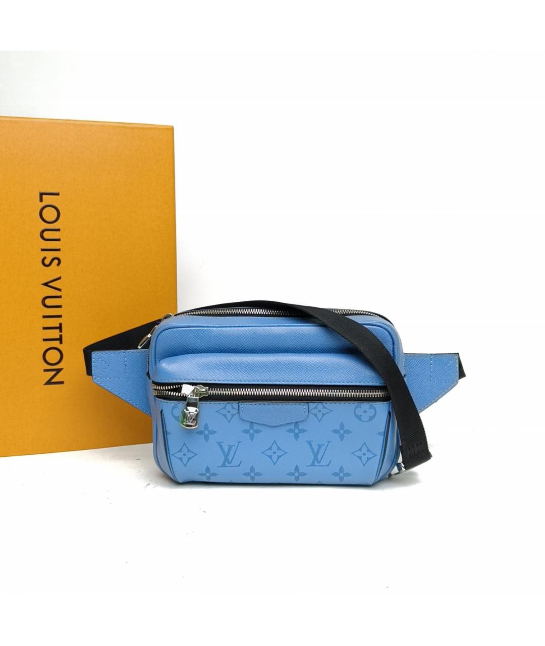 LOUIS VUITTON Голубая кожаная поясная сумка, фото 9