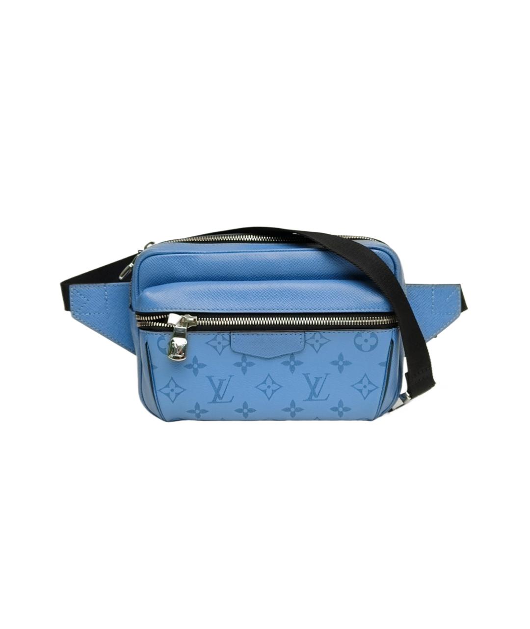 LOUIS VUITTON Голубая кожаная поясная сумка, фото 10