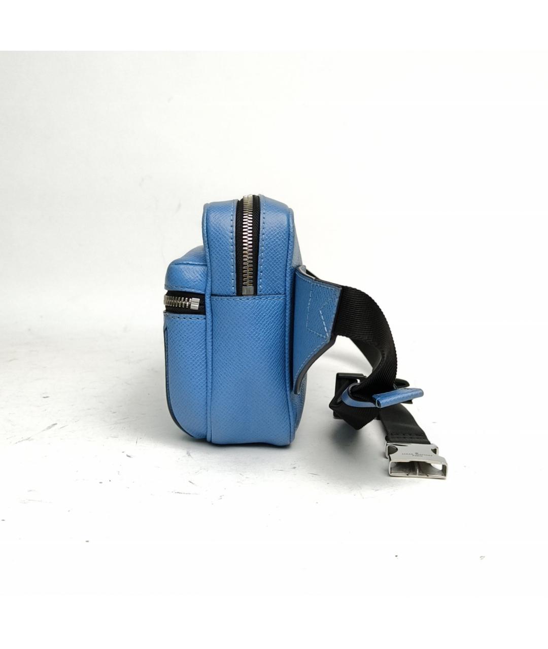 LOUIS VUITTON Голубая кожаная поясная сумка, фото 3