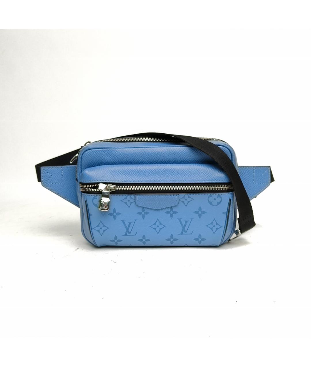 LOUIS VUITTON Голубая кожаная поясная сумка, фото 2