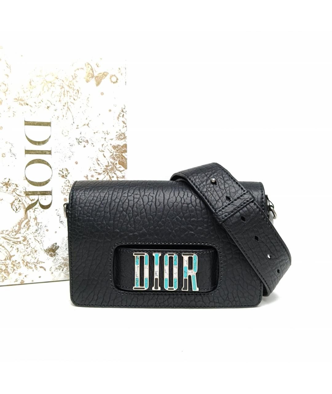 CHRISTIAN DIOR Черная кожаная сумка через плечо, фото 5