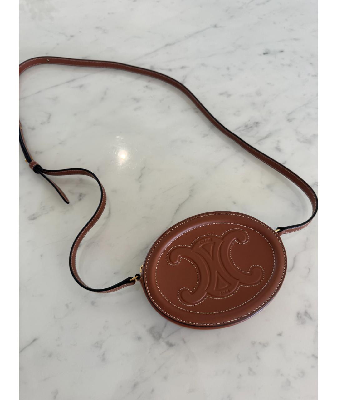 CELINE Коричневая кожаная сумка через плечо, фото 8