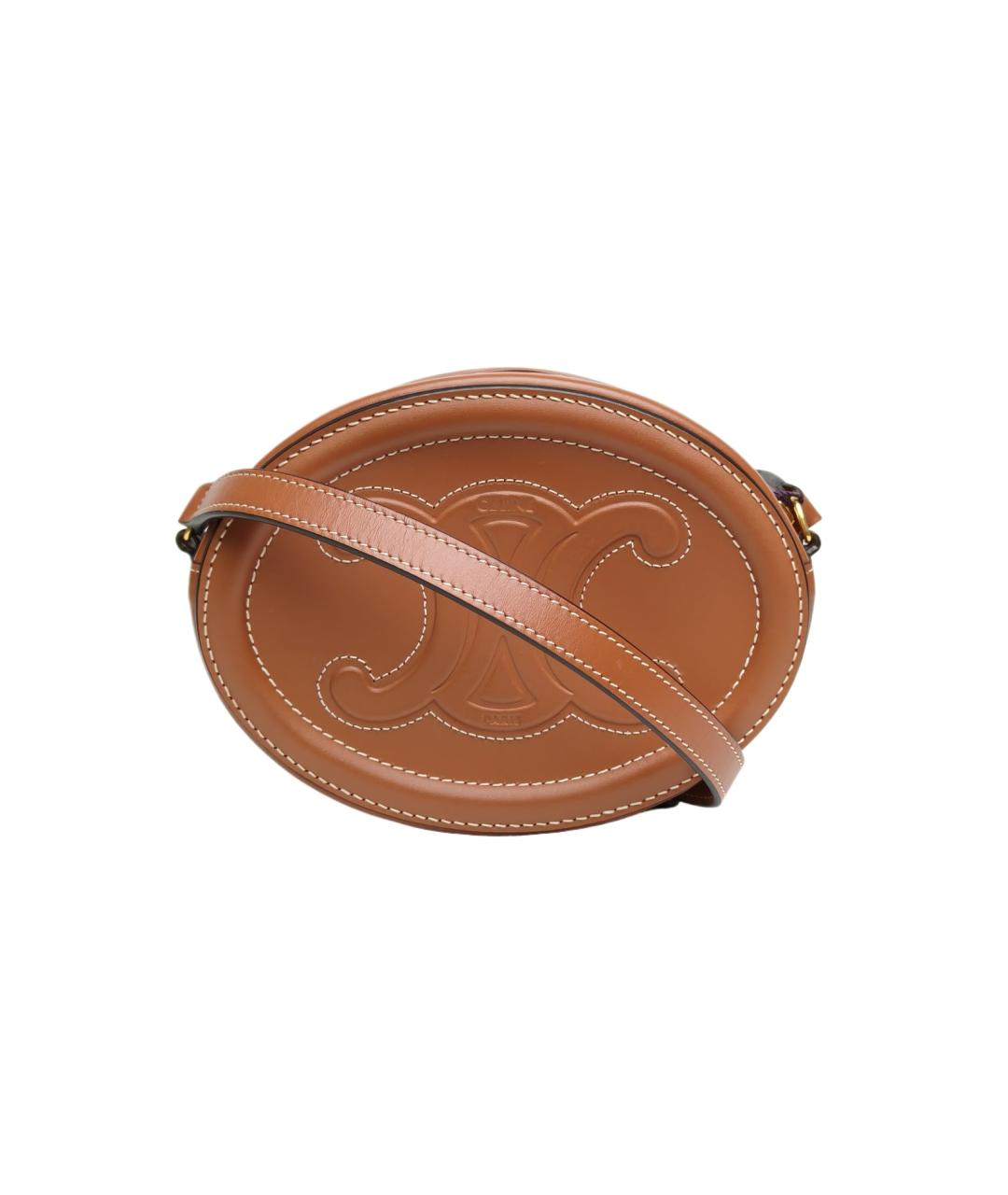 CELINE Коричневая кожаная сумка через плечо, фото 9