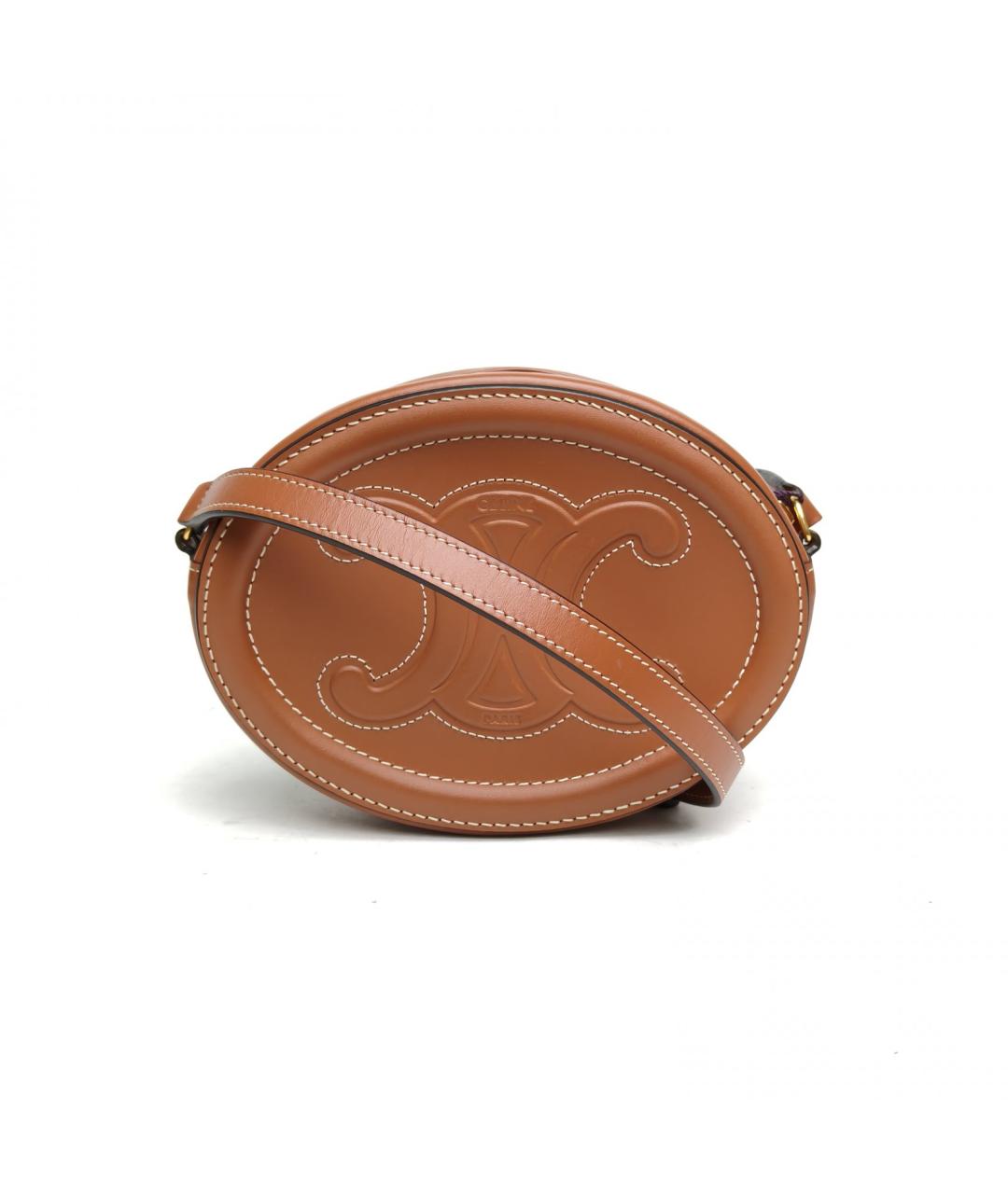 CELINE Коричневая кожаная сумка через плечо, фото 2