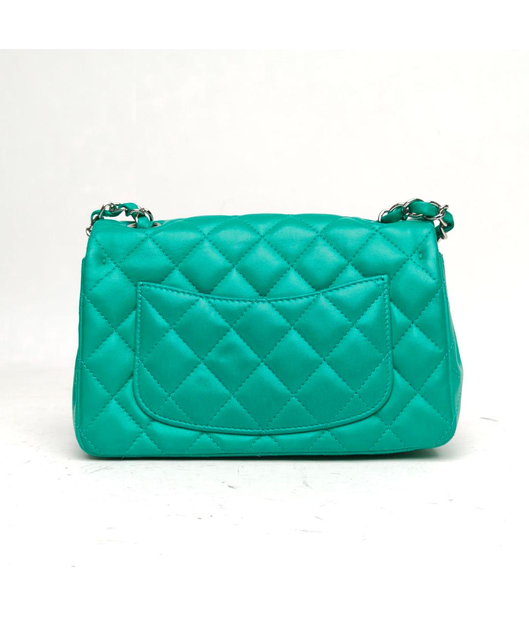 CHANEL Бирюзовая кожаная сумка через плечо, фото 5