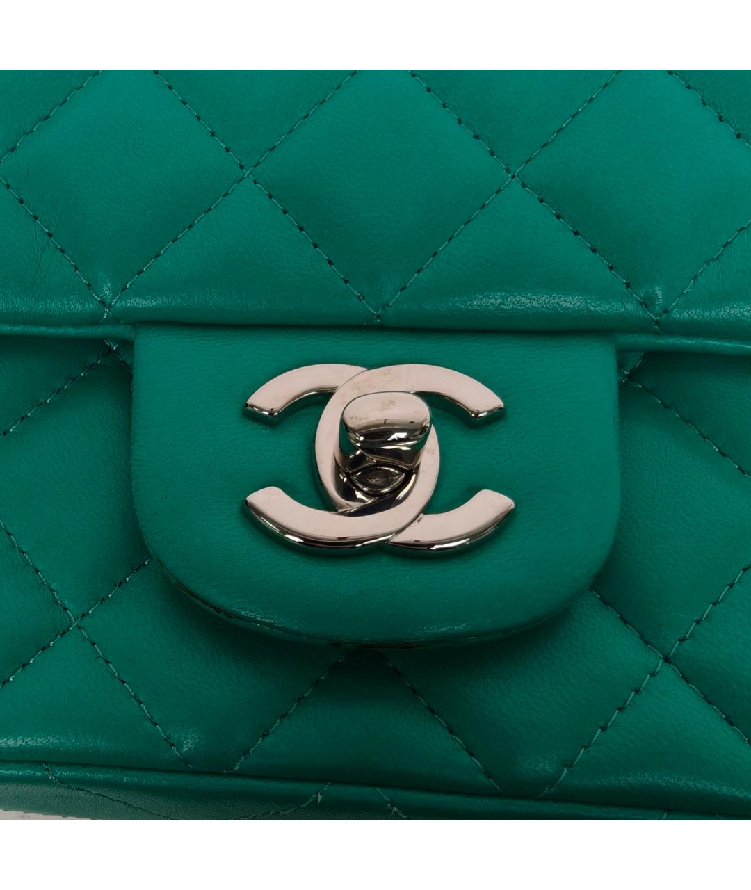 CHANEL Бирюзовая кожаная сумка через плечо, фото 8