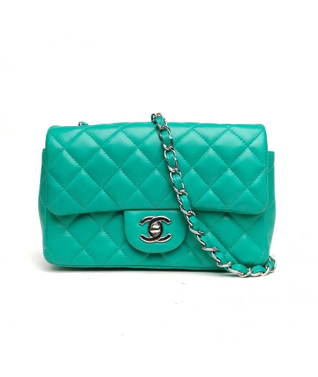 CHANEL Бирюзовая кожаная сумка через плечо, фото 3