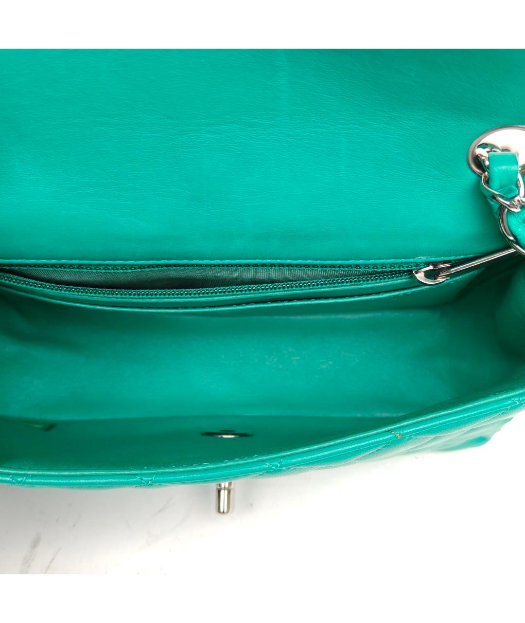 CHANEL Бирюзовая кожаная сумка через плечо, фото 9