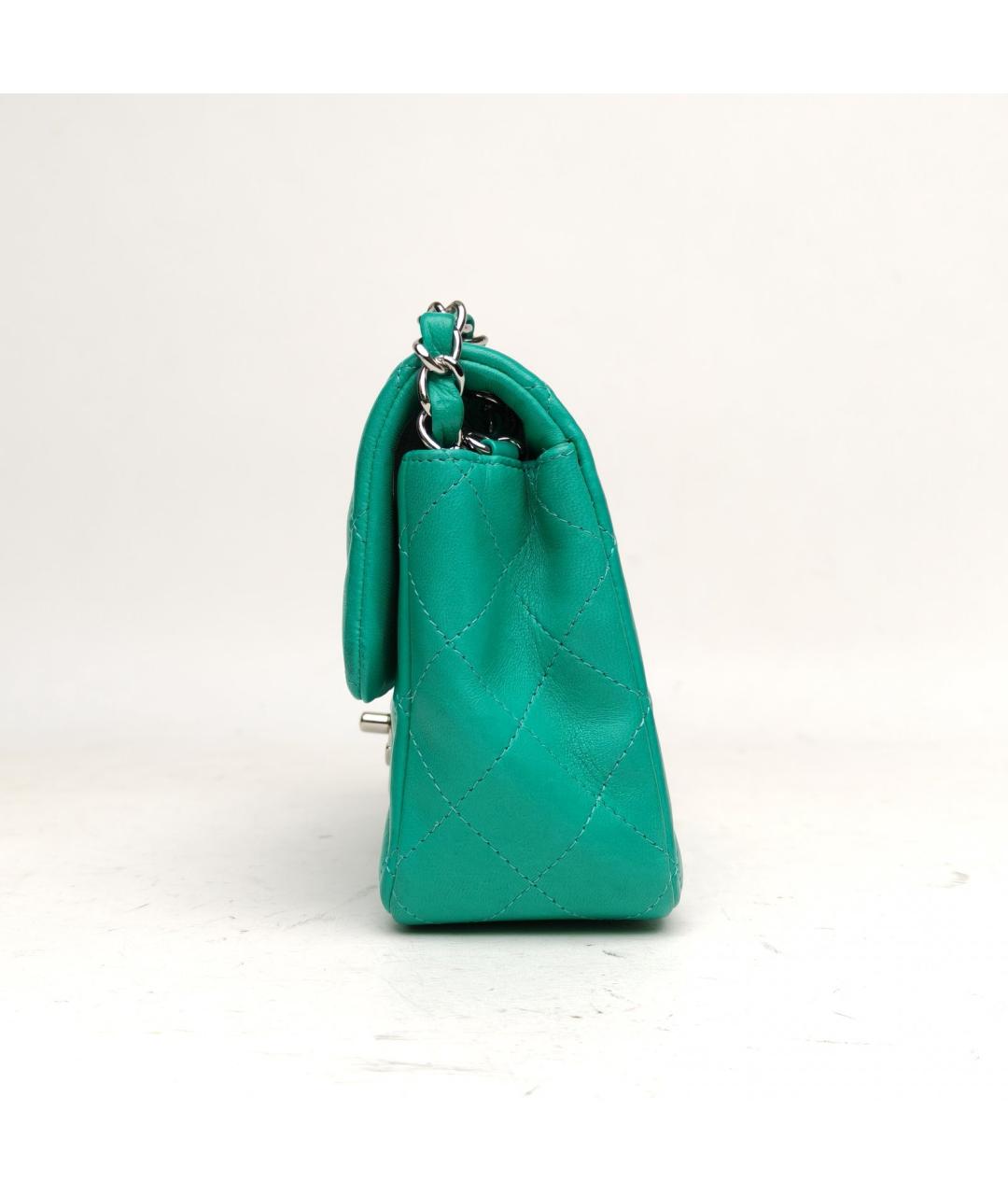 CHANEL Бирюзовая кожаная сумка через плечо, фото 4