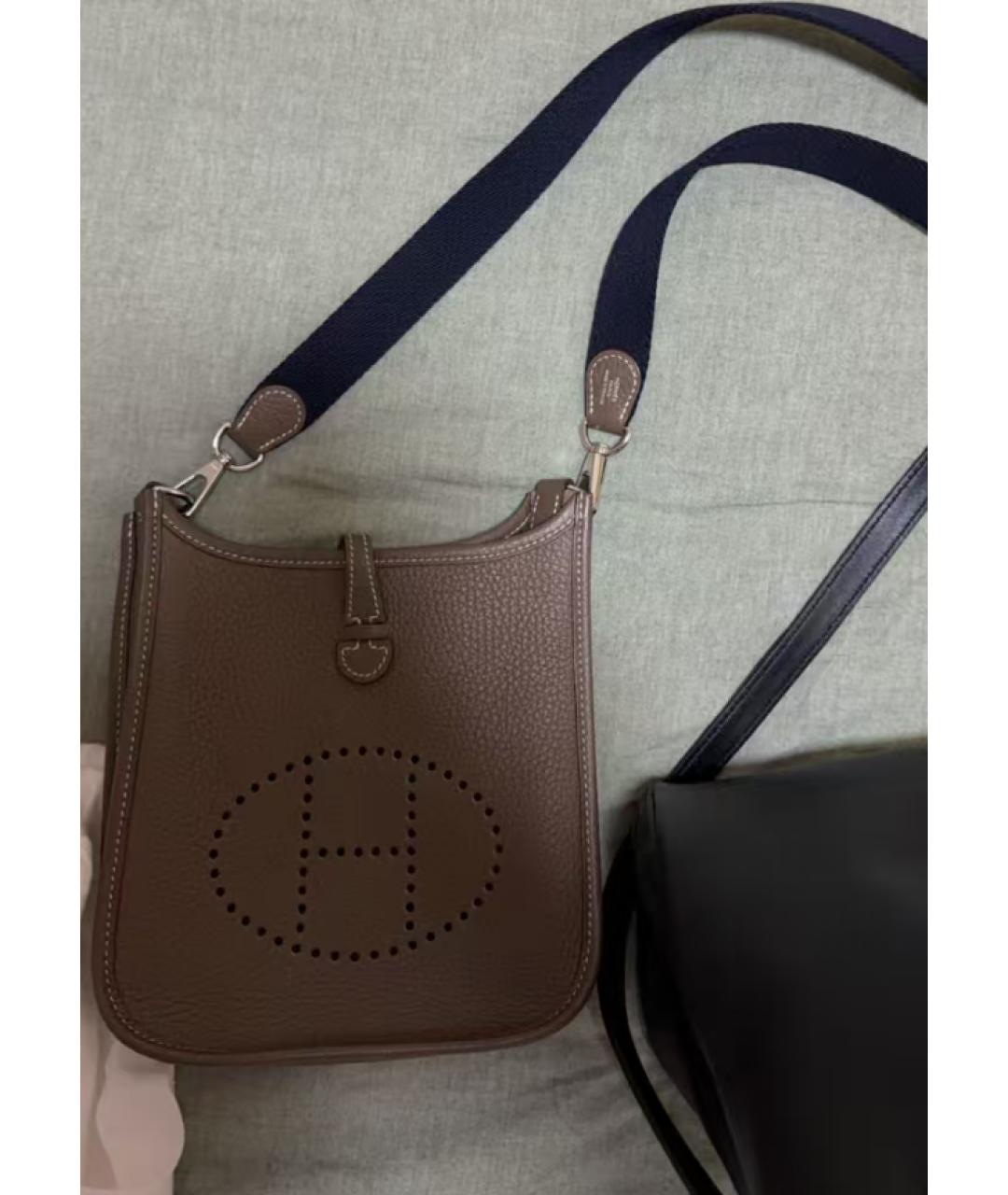 HERMES Бежевая кожаная сумка через плечо, фото 9