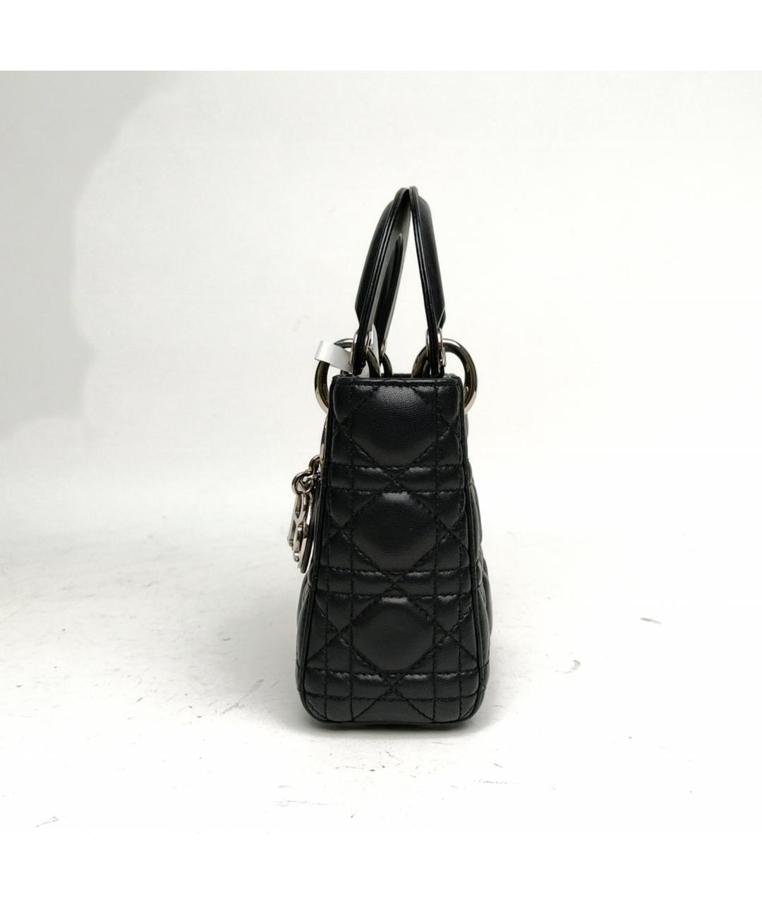 CHRISTIAN DIOR Черная кожаная сумка с короткими ручками, фото 3