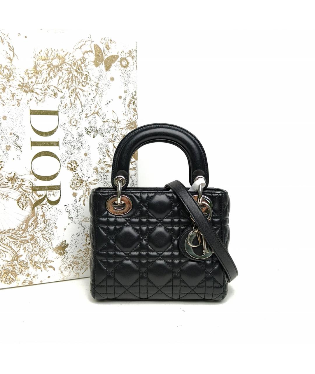 CHRISTIAN DIOR Черная кожаная сумка с короткими ручками, фото 9