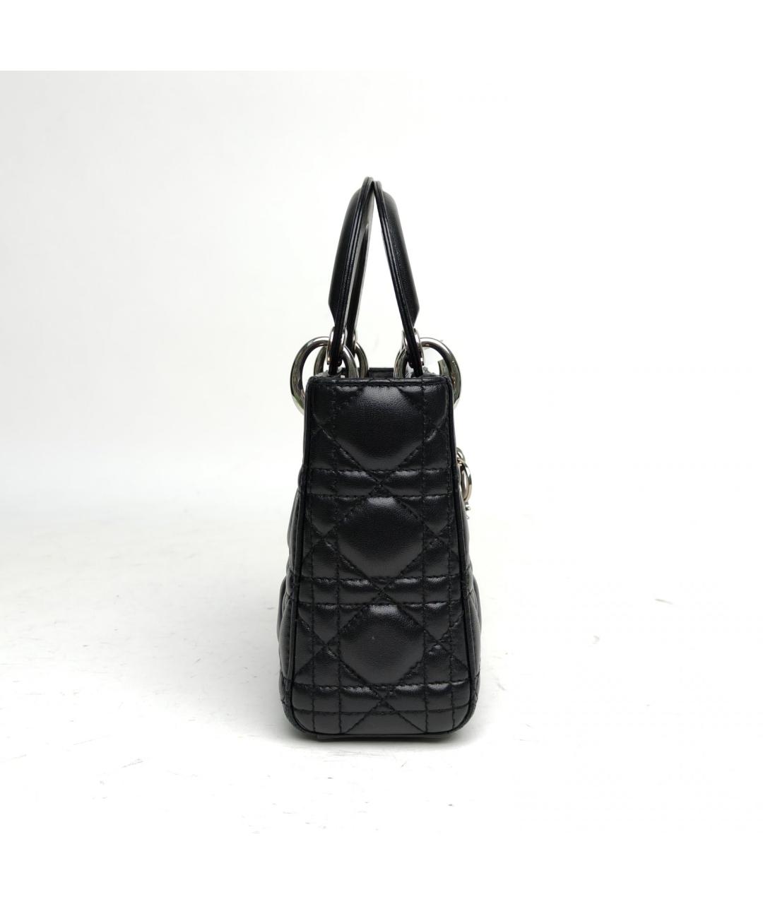 CHRISTIAN DIOR Черная кожаная сумка с короткими ручками, фото 5