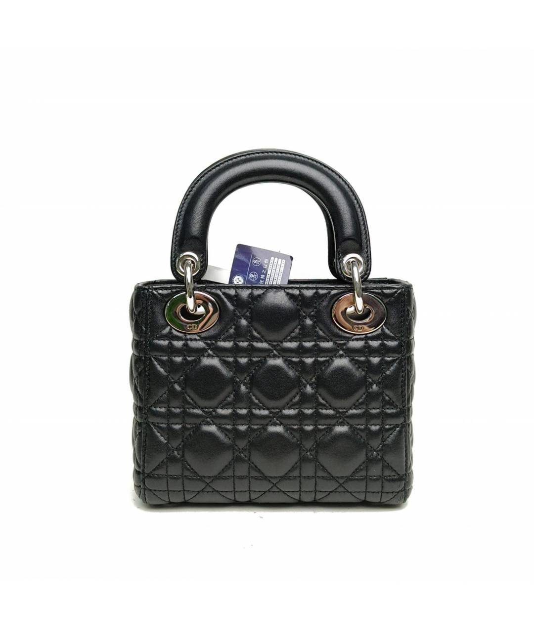 CHRISTIAN DIOR Черная кожаная сумка с короткими ручками, фото 4