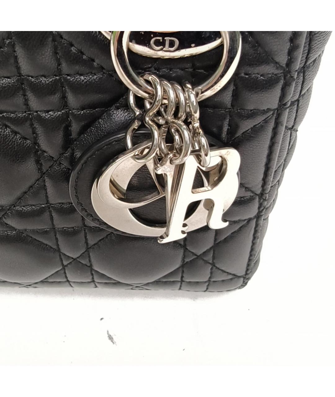 CHRISTIAN DIOR Черная кожаная сумка с короткими ручками, фото 7