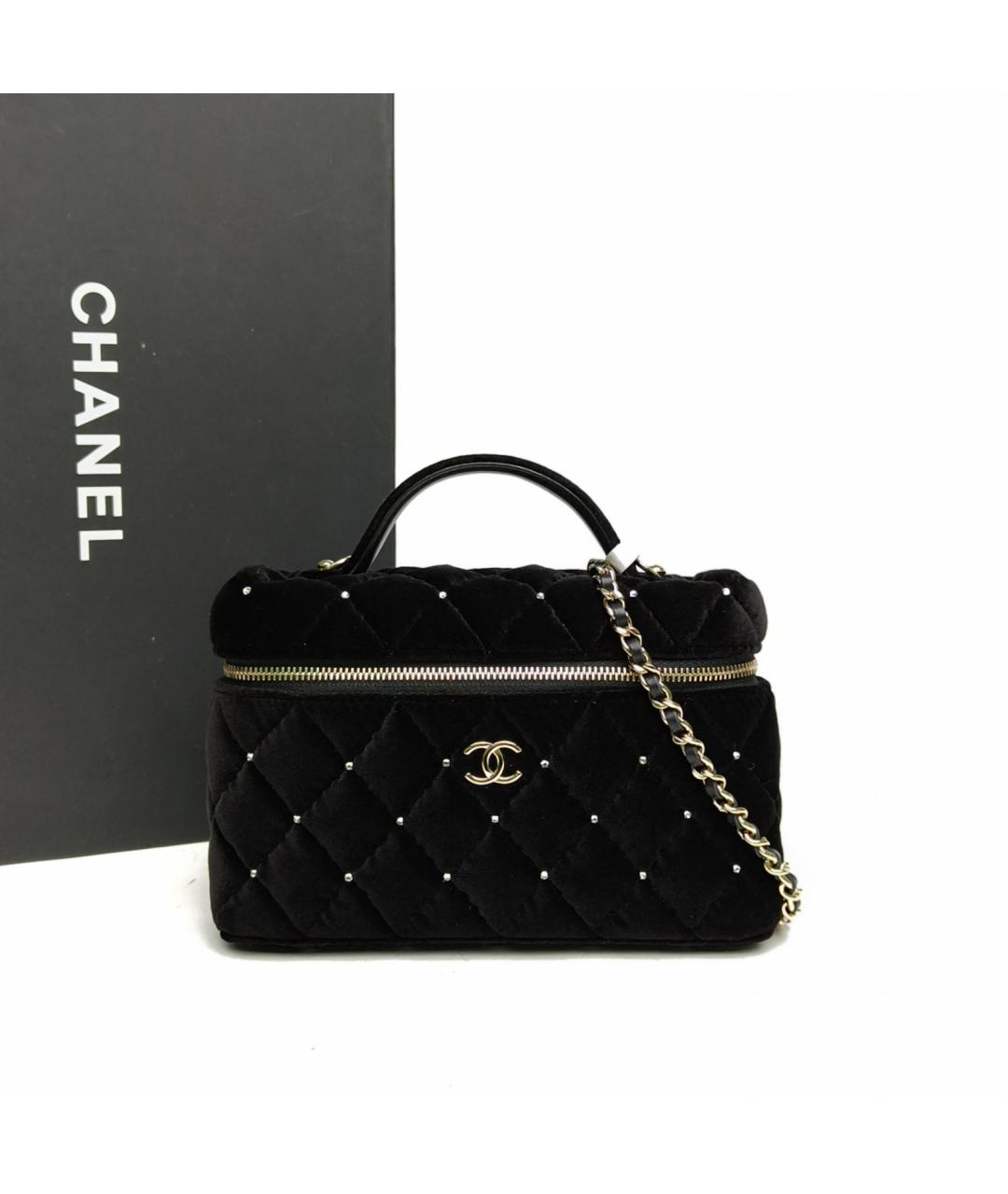 CHANEL Черная бархатная сумка через плечо, фото 7