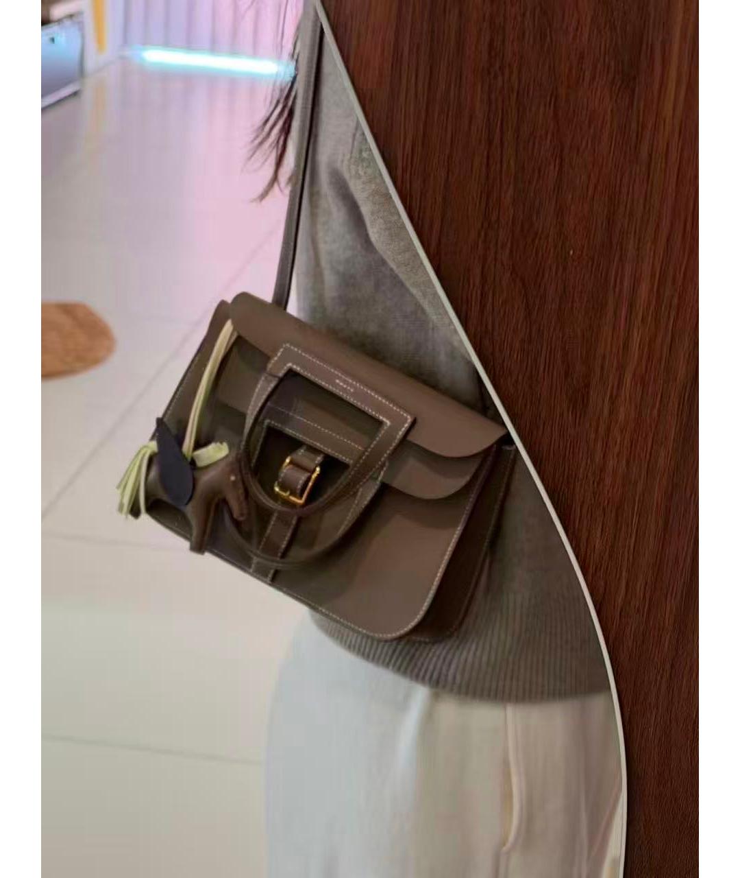 HERMES Коричневая кожаная сумка через плечо, фото 9