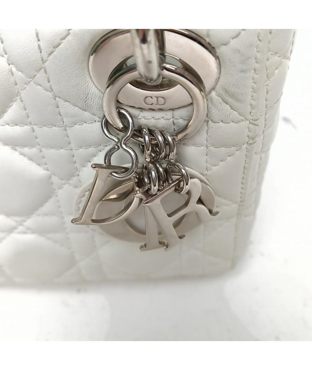 CHRISTIAN DIOR Белая кожаная сумка с короткими ручками, фото 7