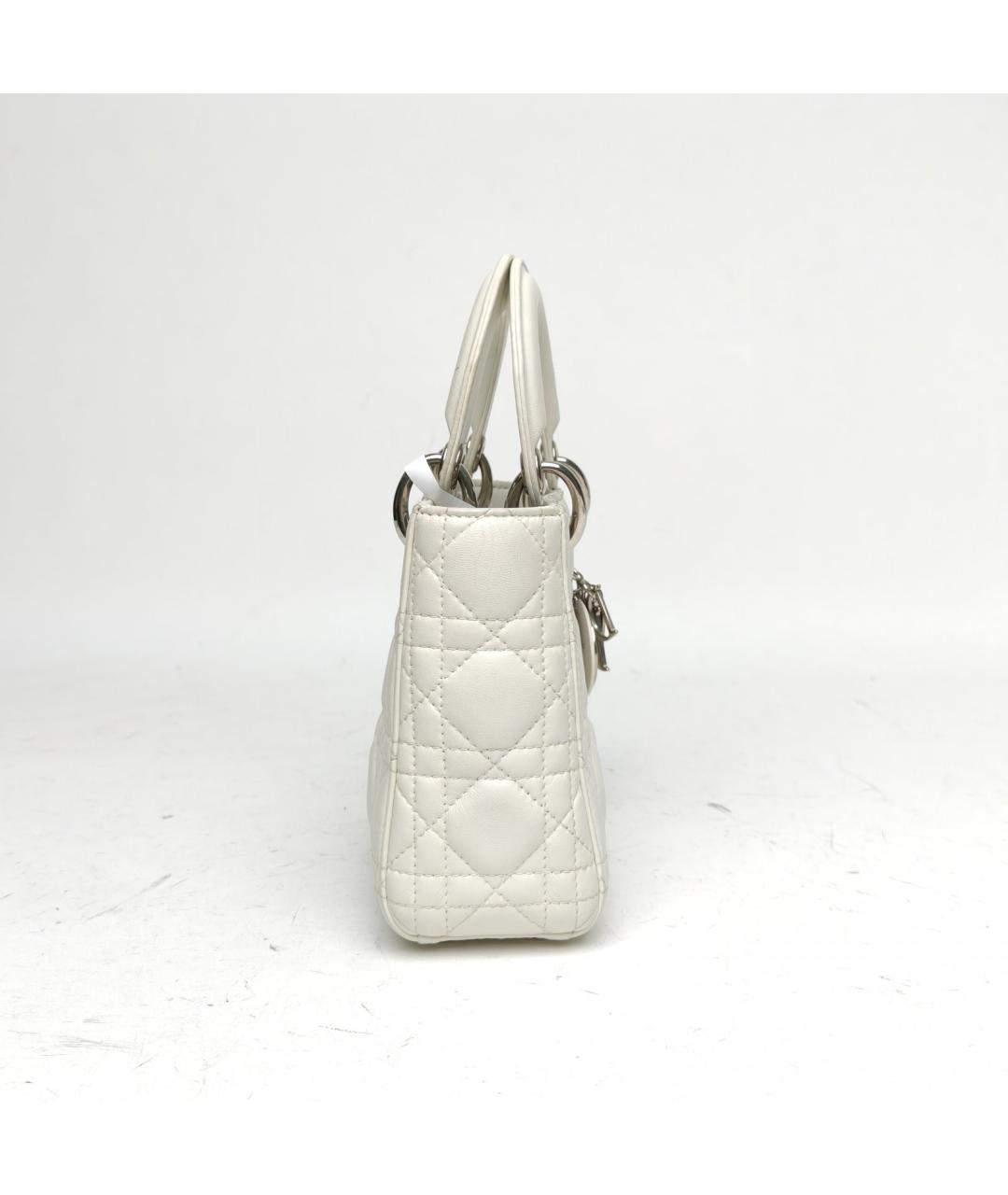 CHRISTIAN DIOR Белая кожаная сумка с короткими ручками, фото 5
