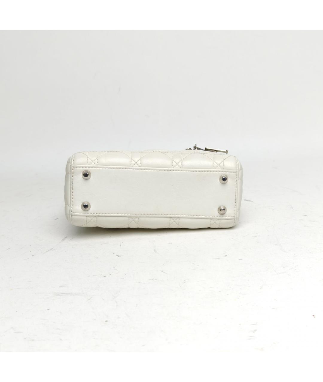 CHRISTIAN DIOR Белая кожаная сумка с короткими ручками, фото 6
