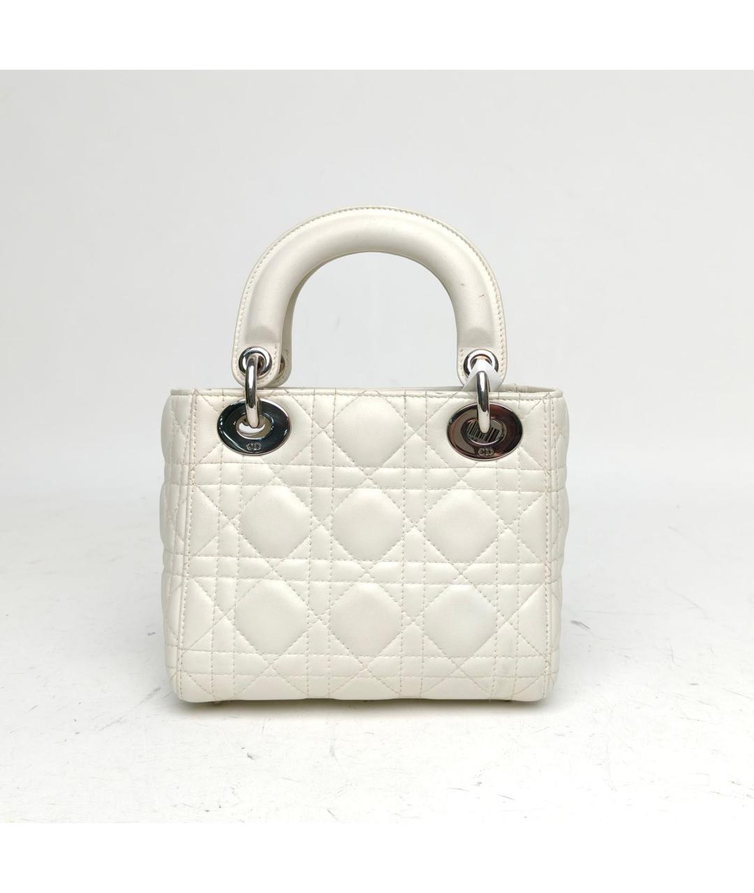 CHRISTIAN DIOR Белая кожаная сумка с короткими ручками, фото 4