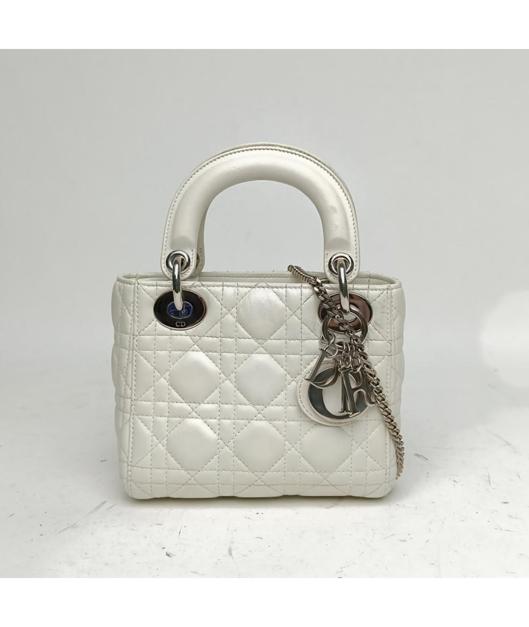 CHRISTIAN DIOR Белая кожаная сумка с короткими ручками, фото 2