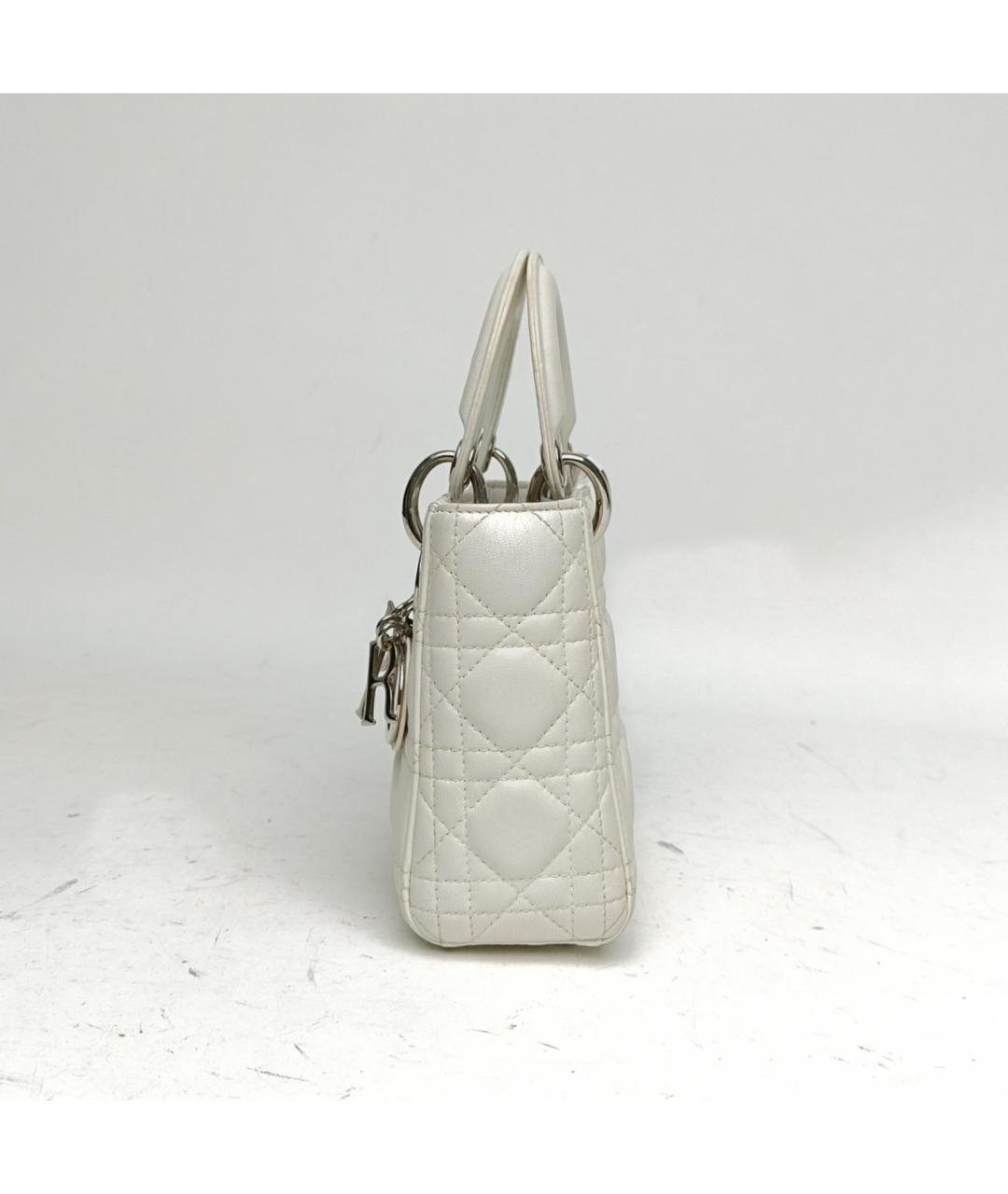 CHRISTIAN DIOR Белая кожаная сумка с короткими ручками, фото 3