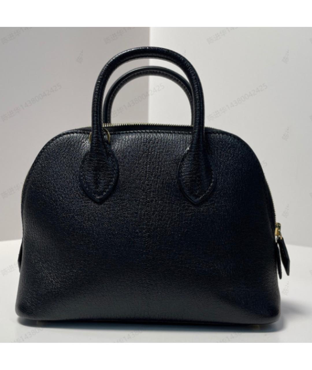 HERMES Черная кожаная сумка с короткими ручками, фото 7