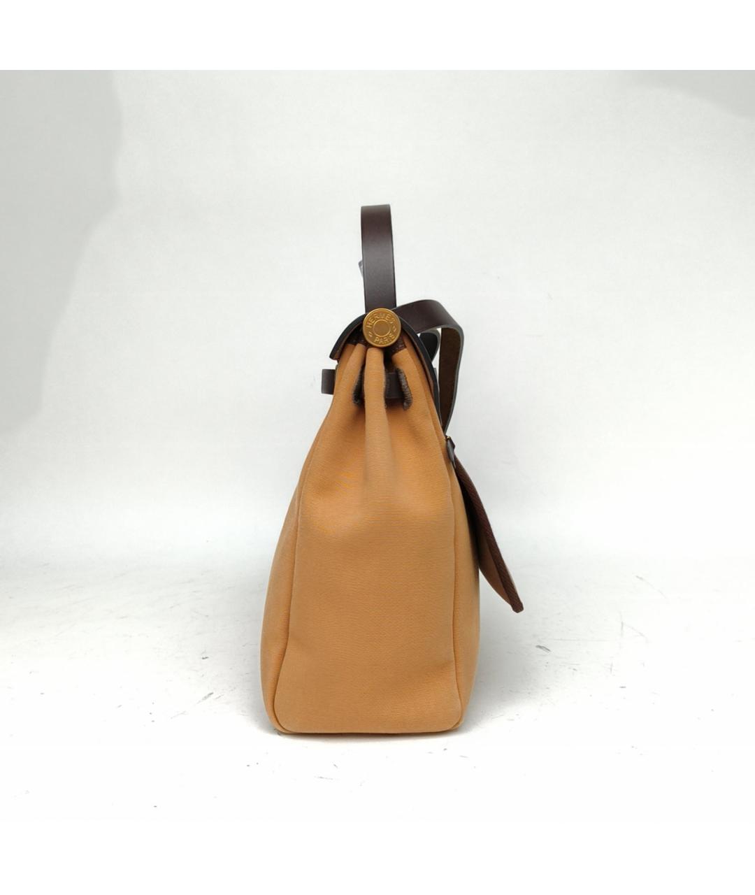 HERMES Бежевая тканевая сумка через плечо, фото 3