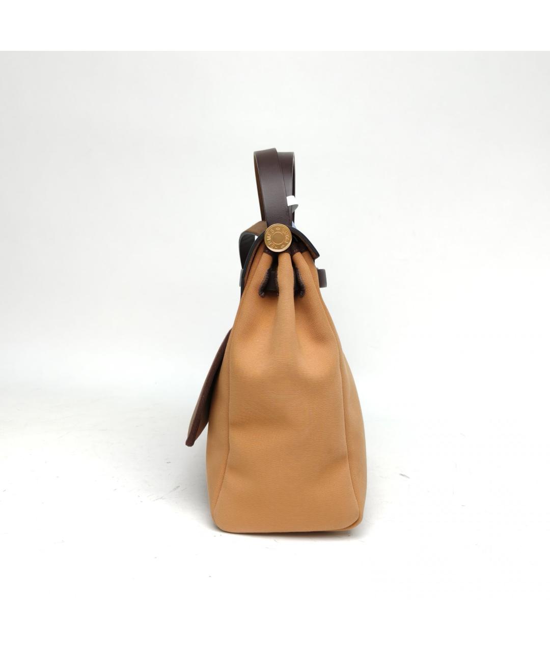 HERMES Бежевая тканевая сумка через плечо, фото 5