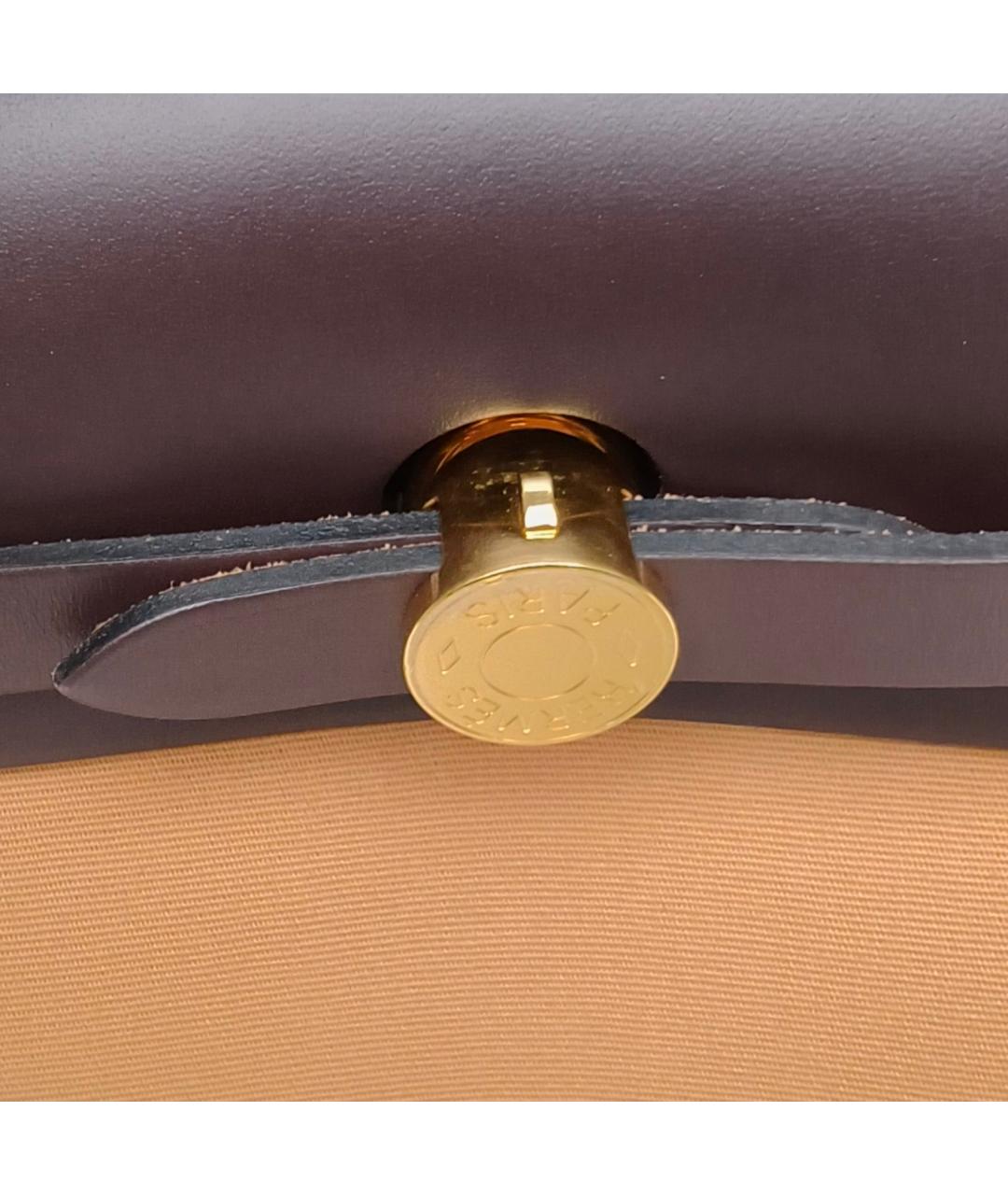 HERMES Бежевая тканевая сумка через плечо, фото 7