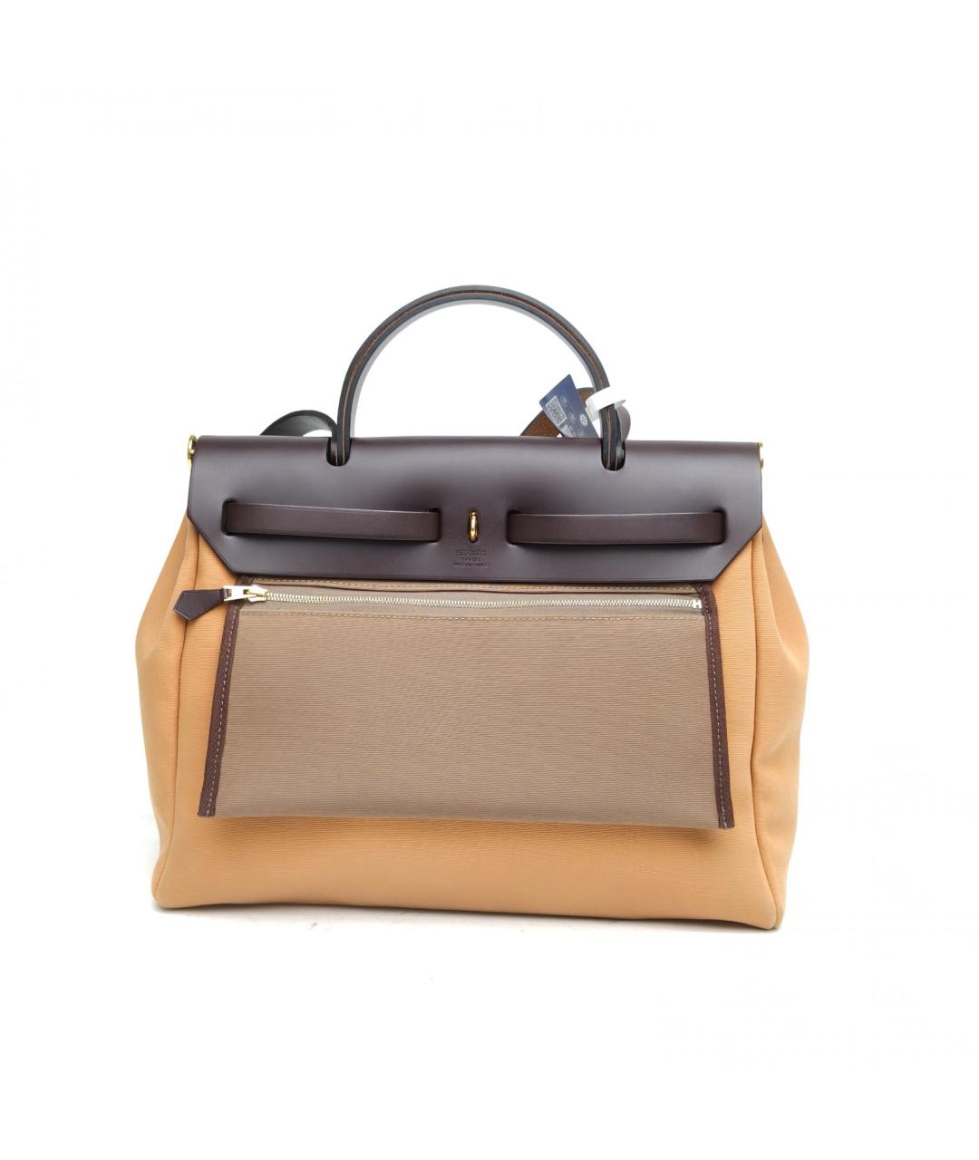 HERMES Бежевая тканевая сумка через плечо, фото 4