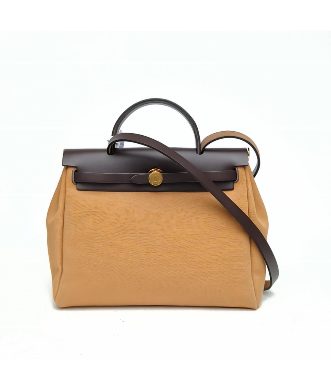 HERMES Бежевая тканевая сумка через плечо, фото 2