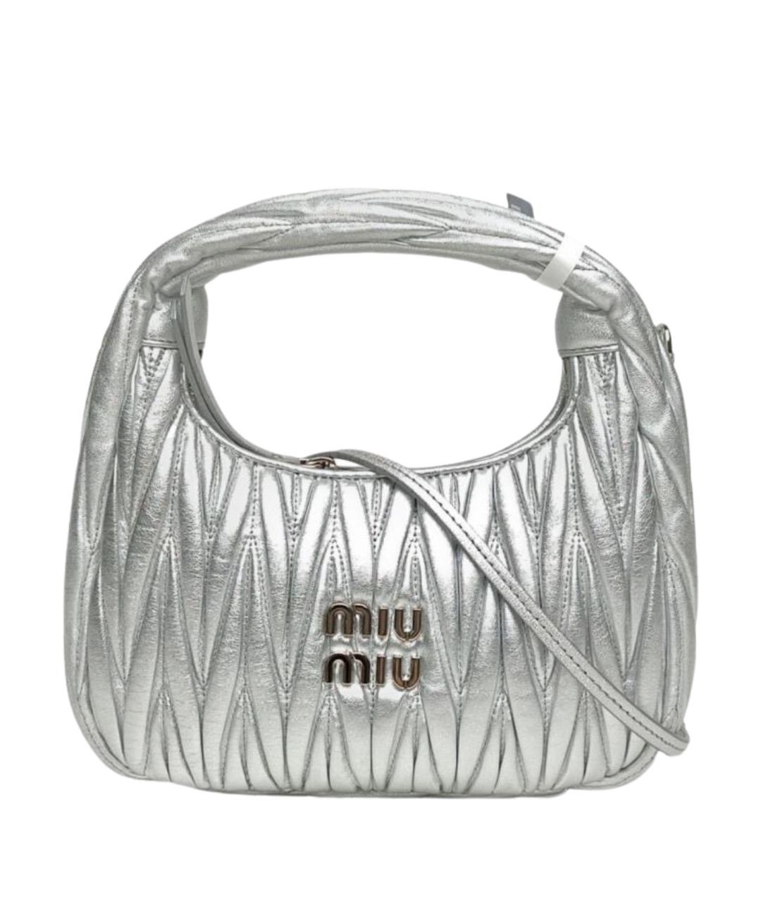 MIU MIU Серебряная кожаная сумка через плечо, фото 1