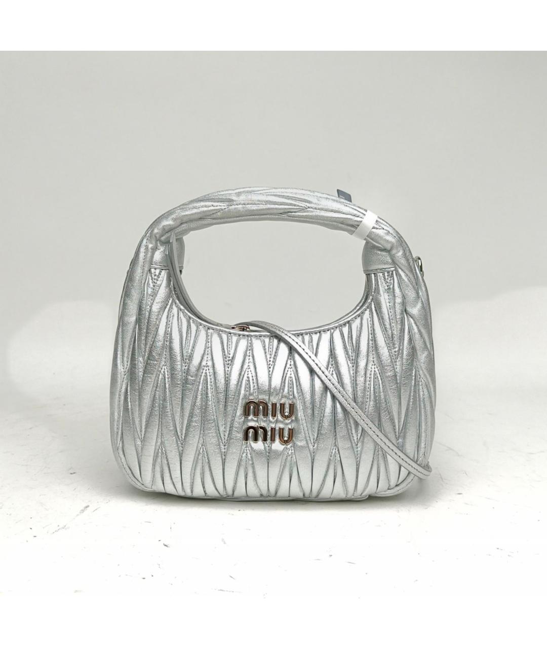MIU MIU Серебряная кожаная сумка через плечо, фото 2