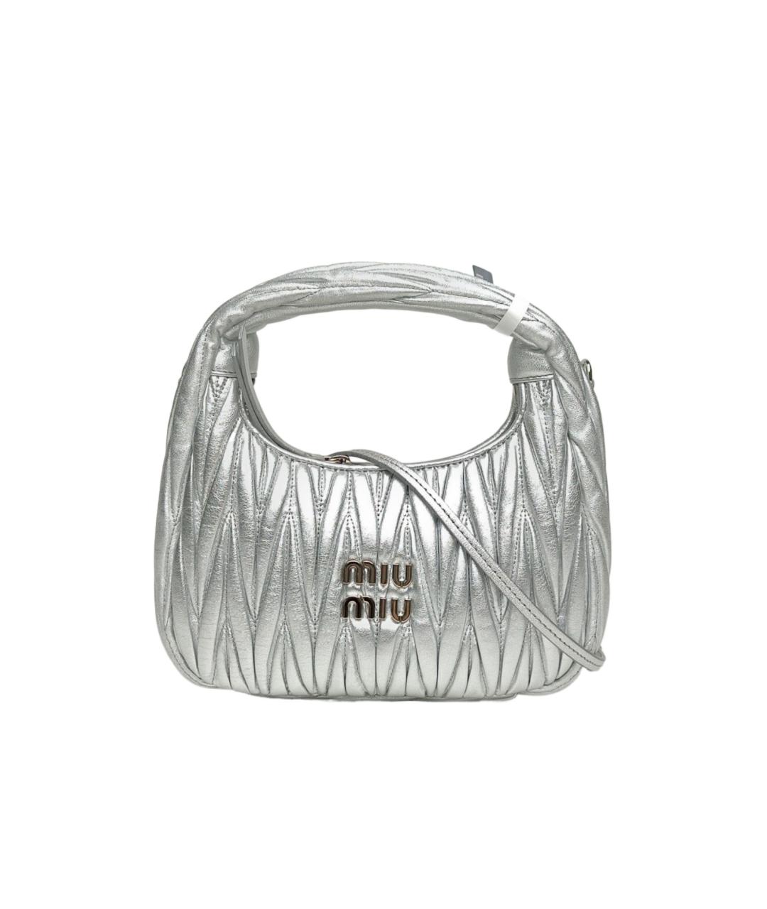 MIU MIU Серебряная кожаная сумка через плечо, фото 9