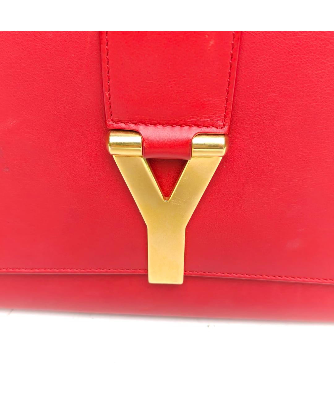 SAINT LAURENT Красная кожаная сумка через плечо, фото 7