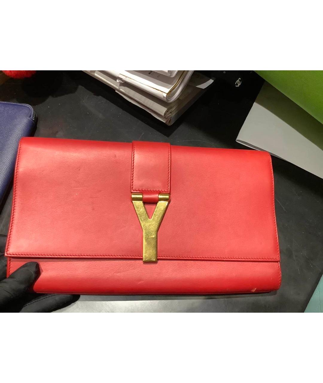 SAINT LAURENT Красная кожаная сумка через плечо, фото 9