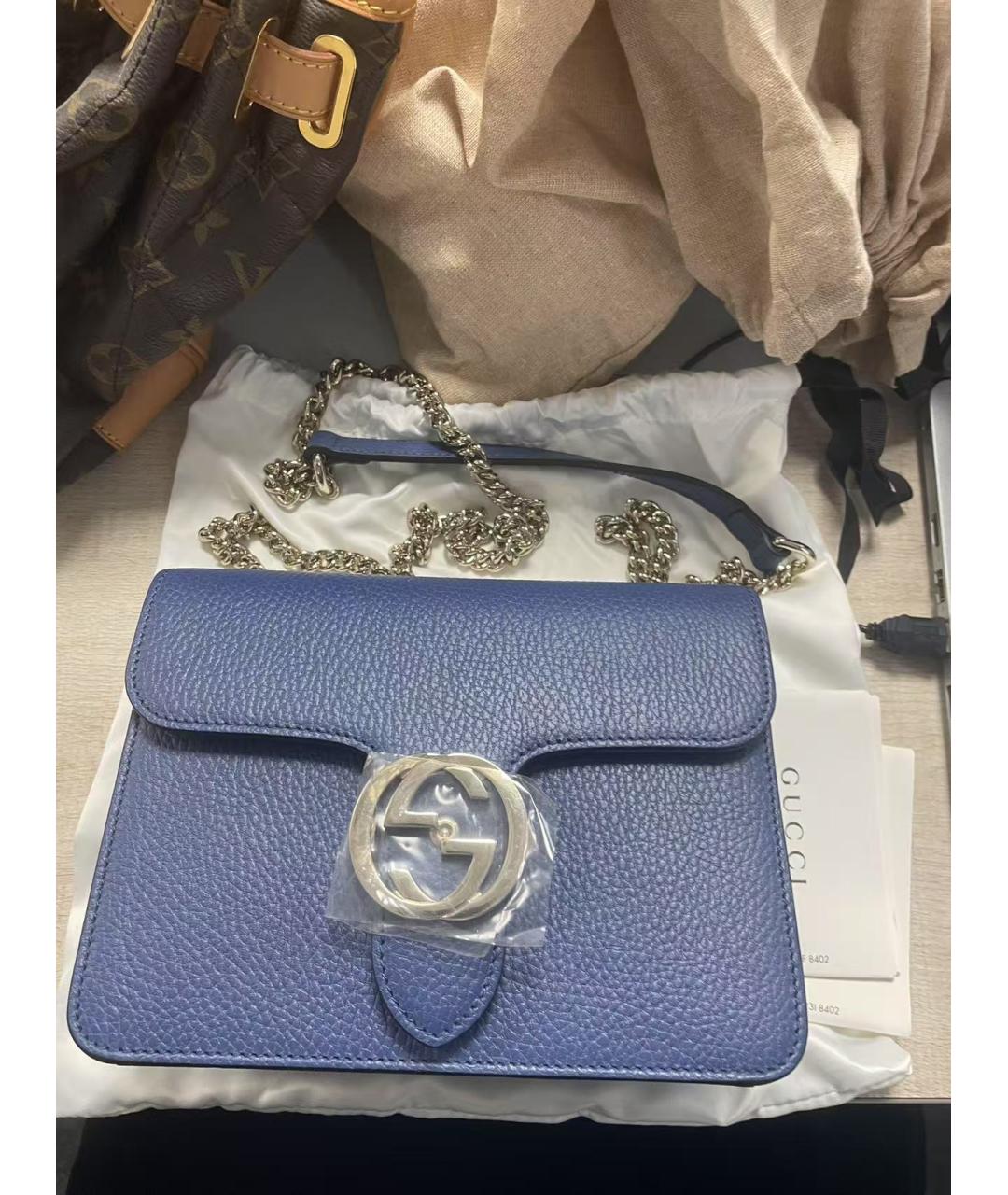 GUCCI Синяя кожаная сумка через плечо, фото 9